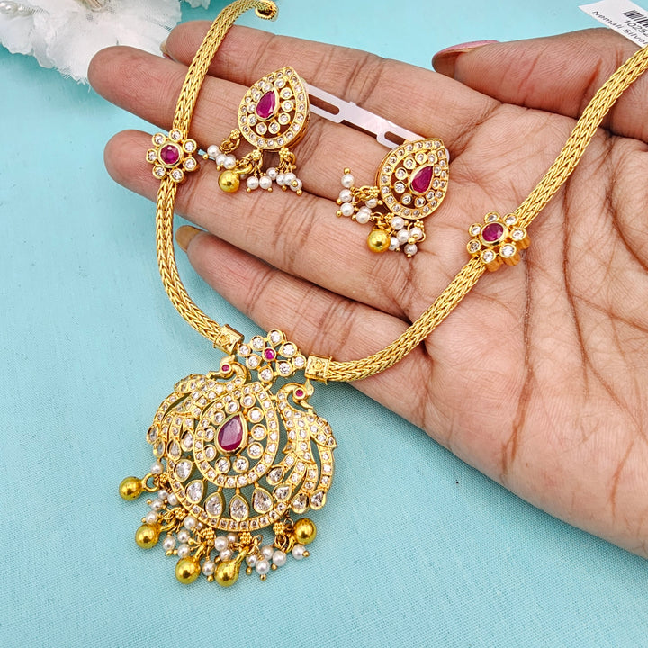 Short CZ Ruby Necklace
