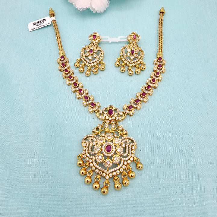Short CZ Ruby Necklace set