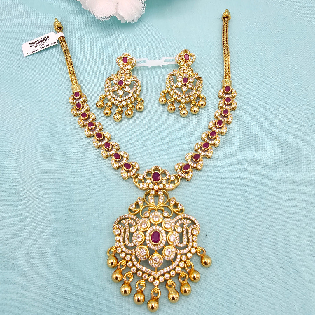Short CZ Ruby Necklace set