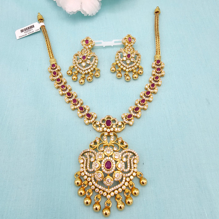 Short CZ Ruby Necklace set