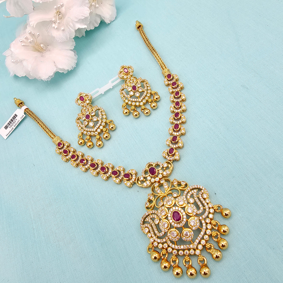 Short CZ Ruby Necklace set