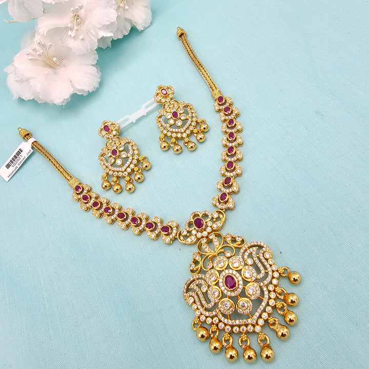 Short CZ Ruby Necklace set