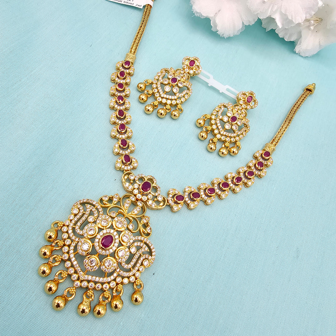 Short CZ Ruby Necklace set