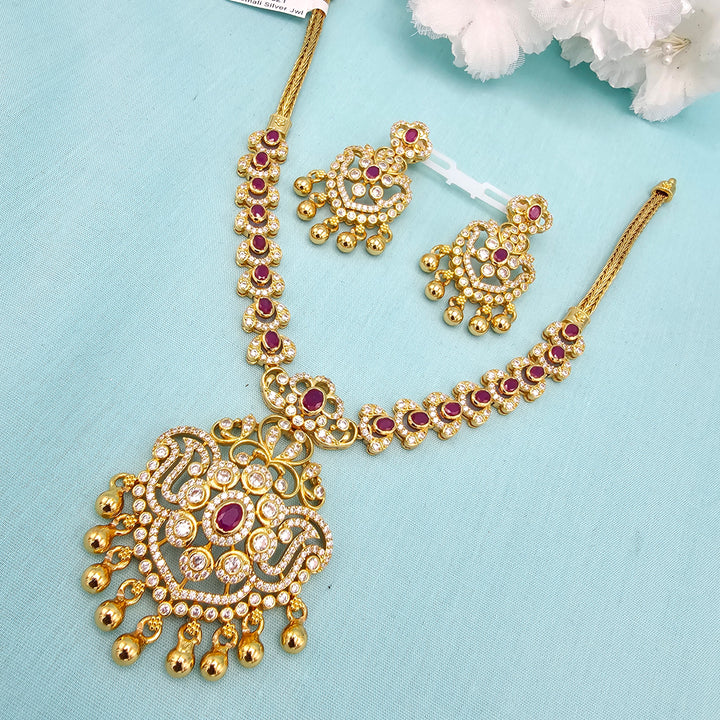Short CZ Ruby Necklace set