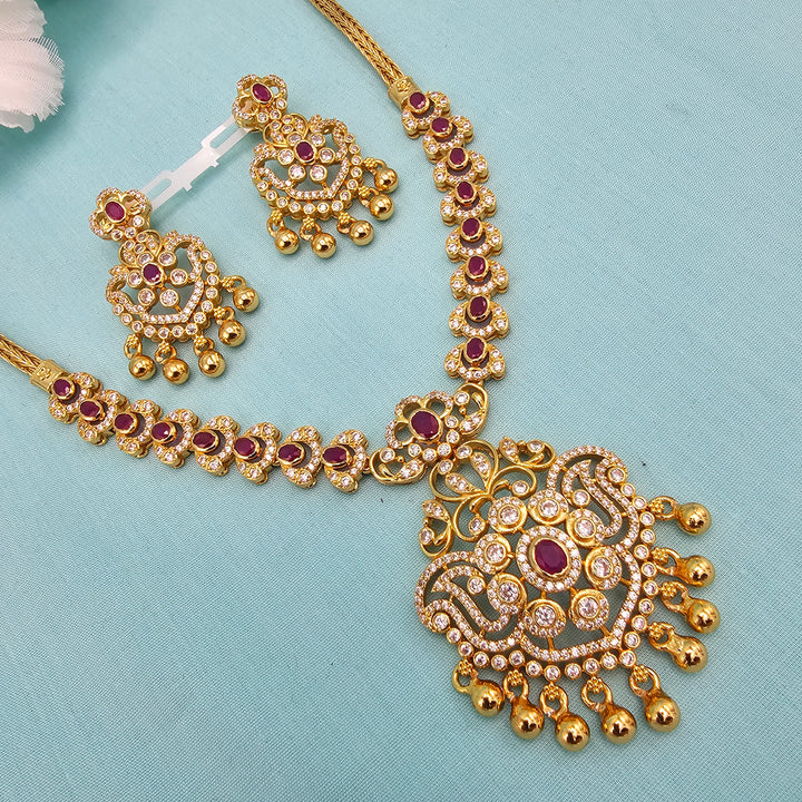 Short CZ Ruby Necklace set