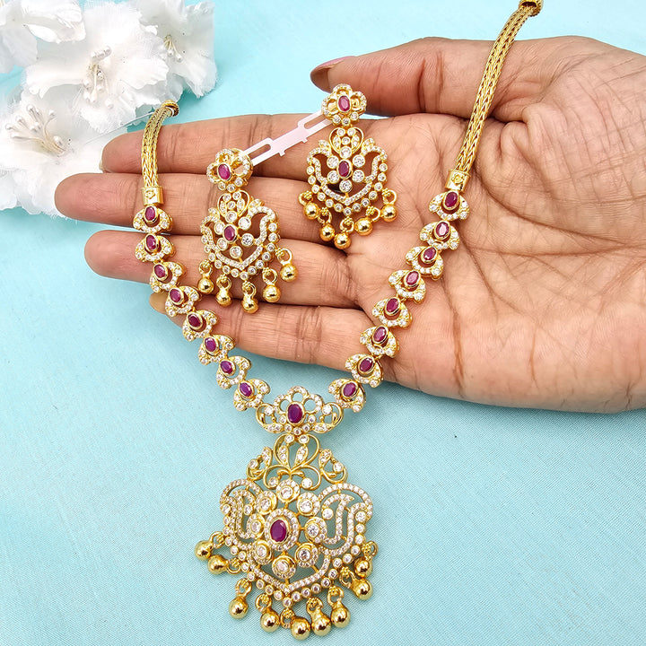 Short CZ Ruby Necklace set