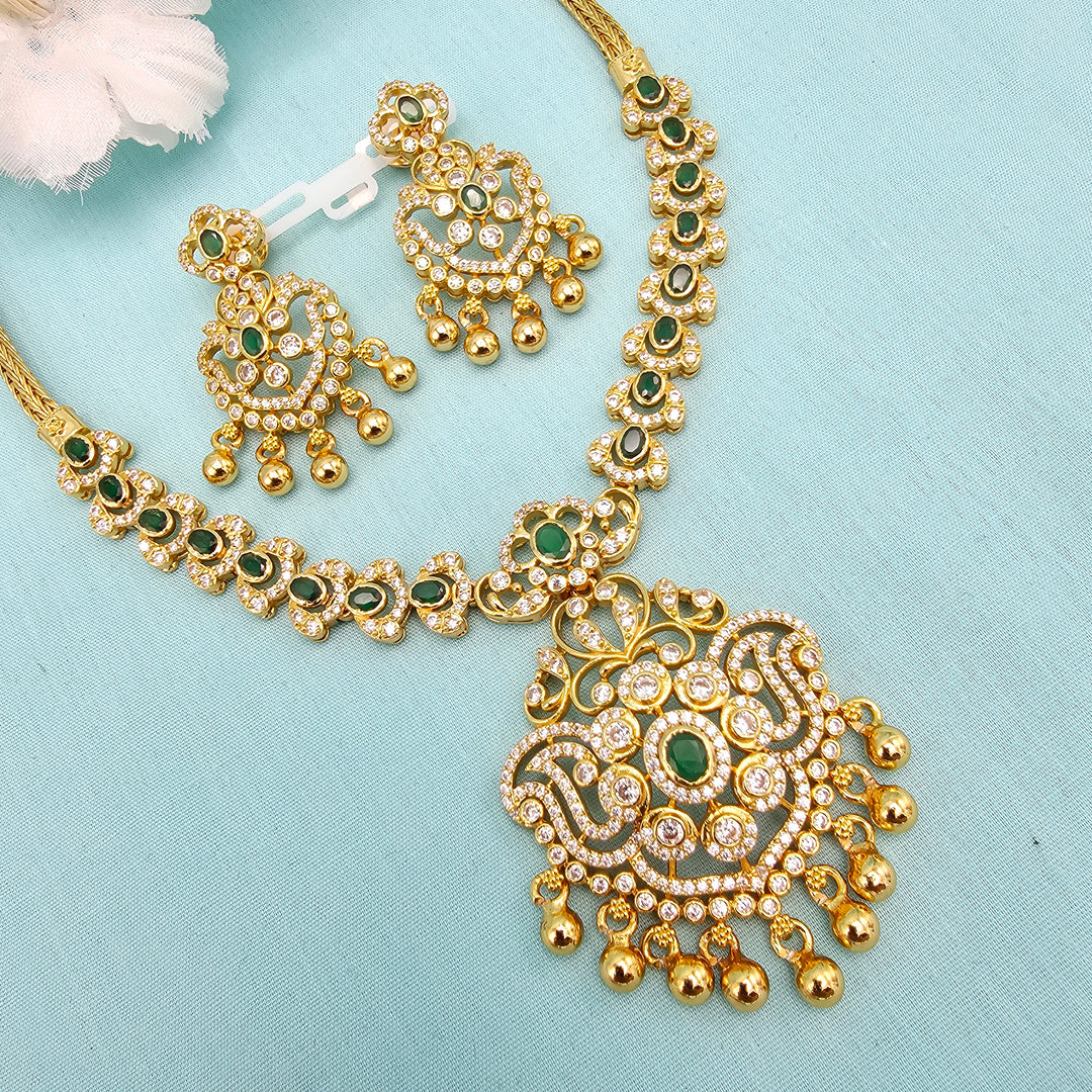Short CZ Emerald Necklace