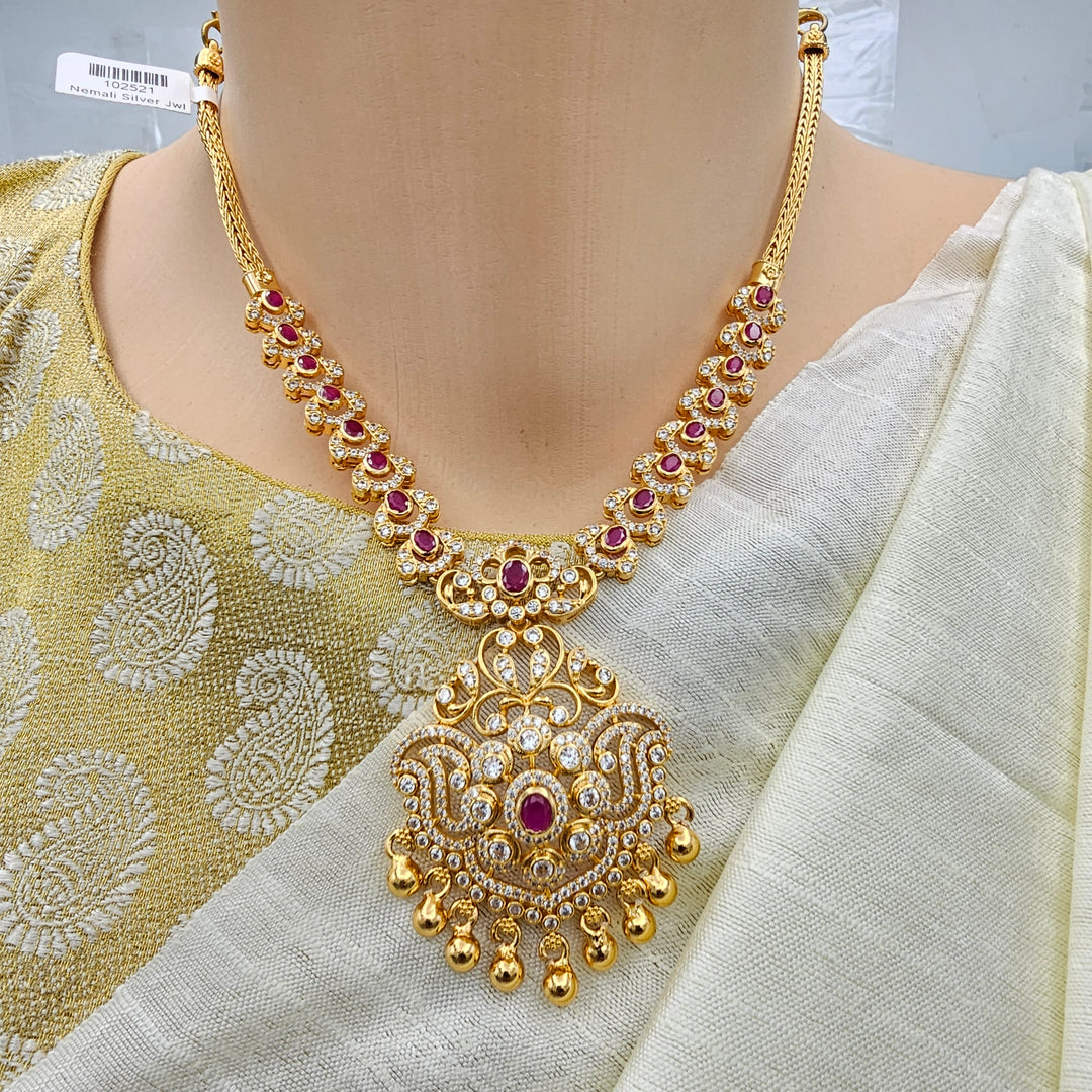 Short CZ Ruby Necklace set
