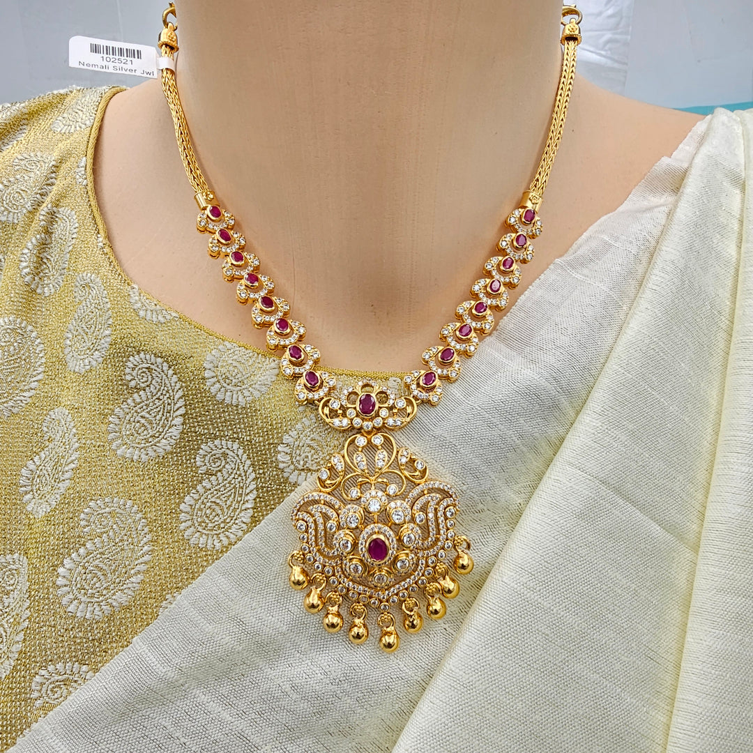 Short CZ Ruby Necklace set