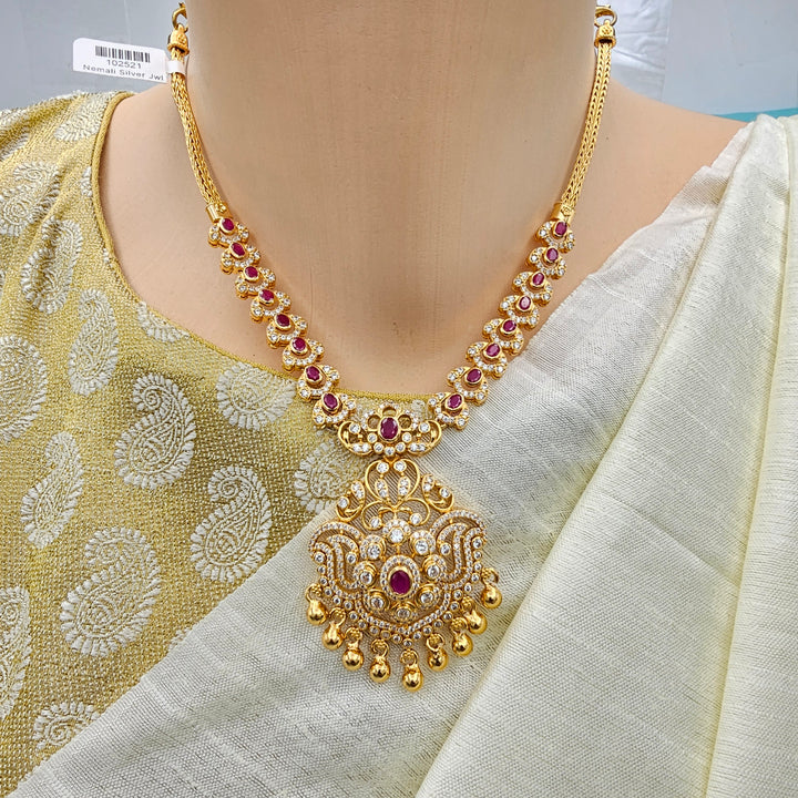 Short CZ Ruby Necklace set