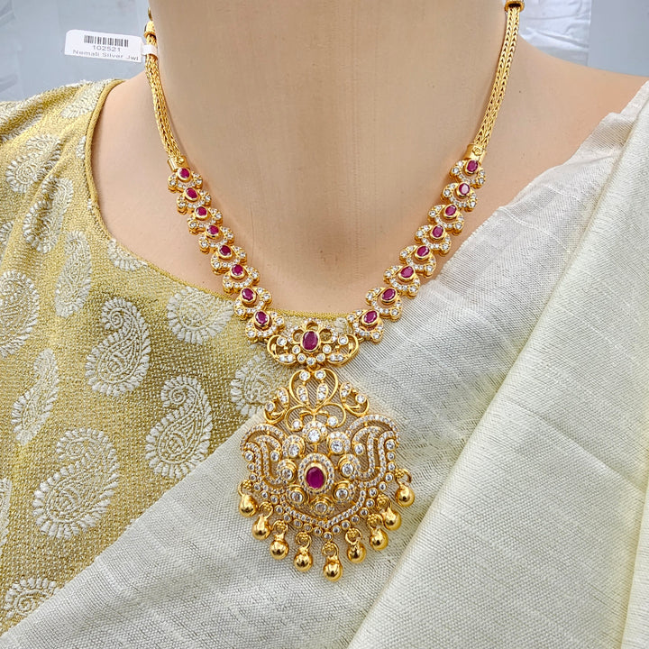 Short CZ Ruby Necklace set