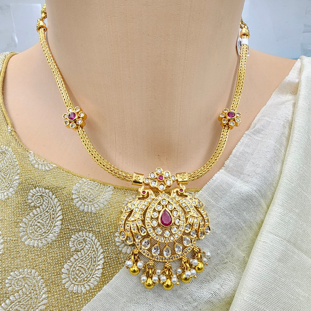 Short CZ Ruby Necklace