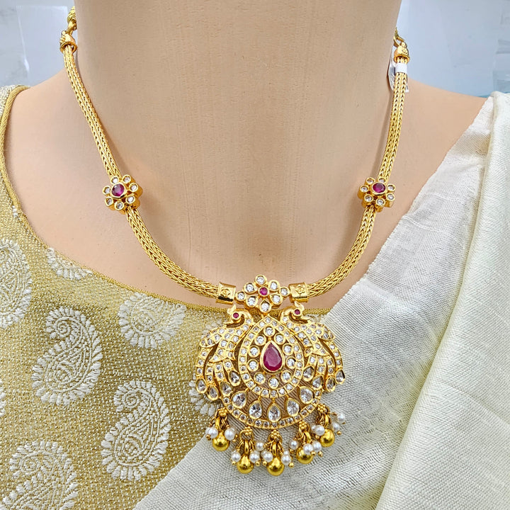 Short CZ Ruby Necklace