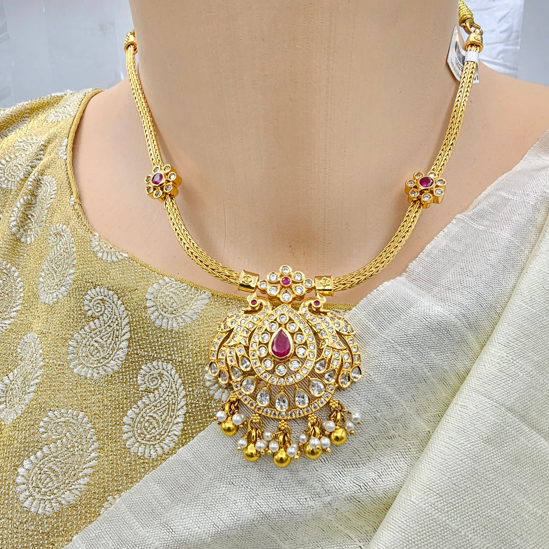 Short CZ Ruby Necklace