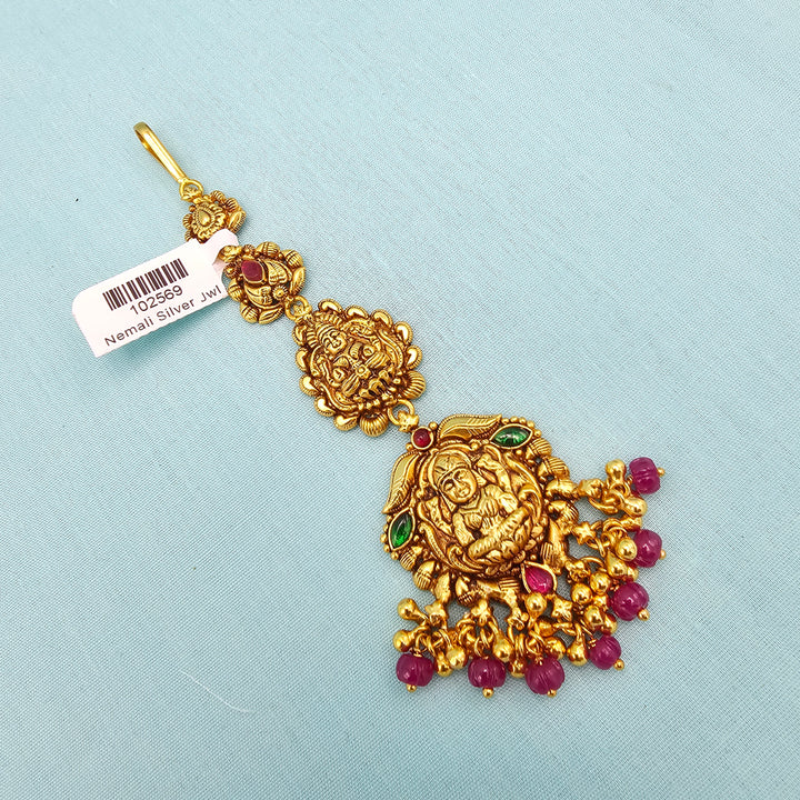 Silver Nakshi Maang tikka