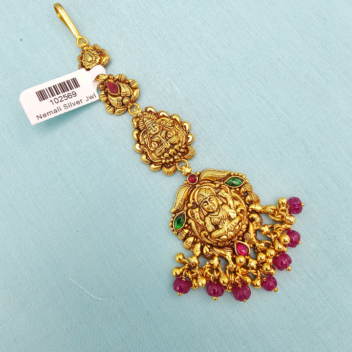 Silver Nakshi Maang tikka