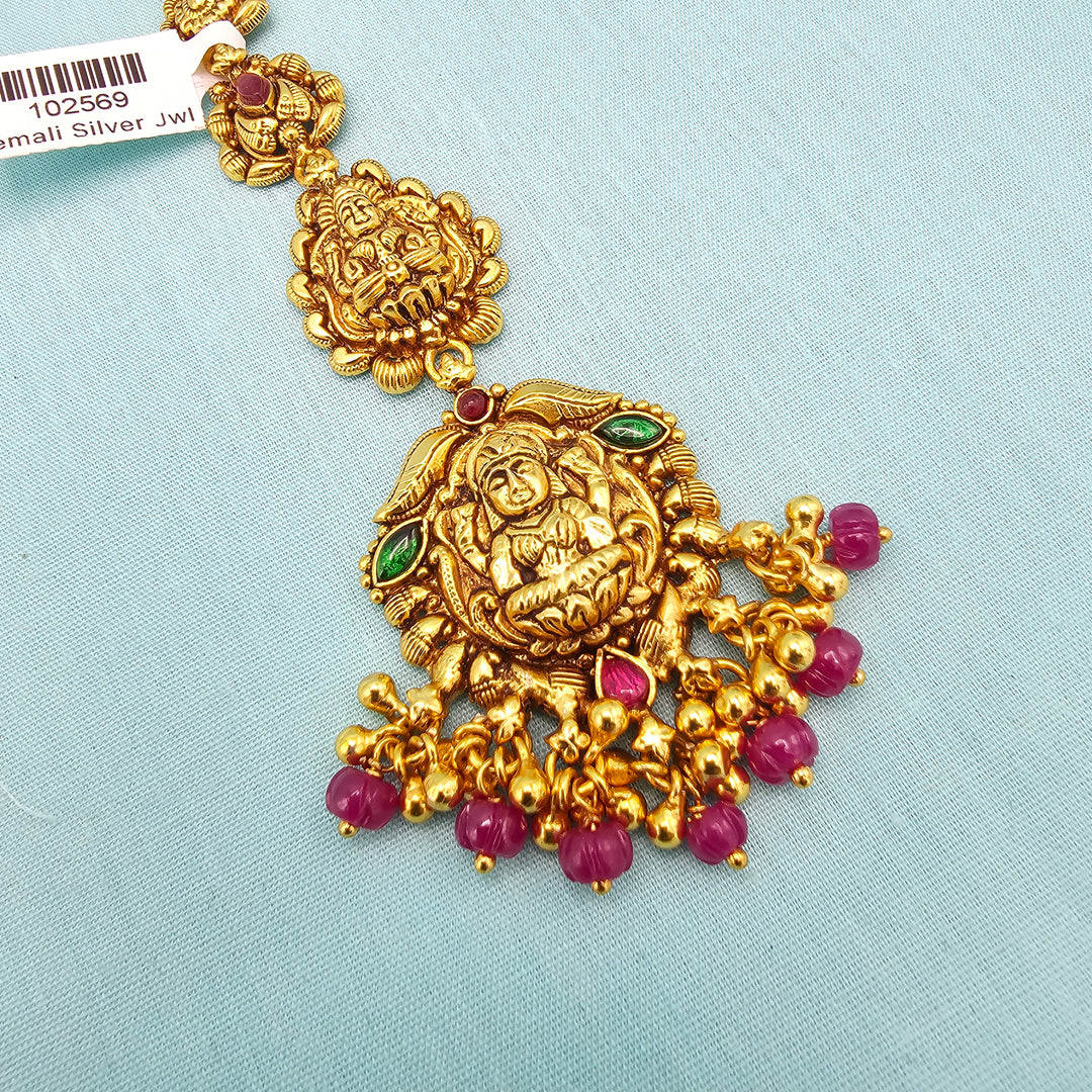 Silver Nakshi Maang tikka