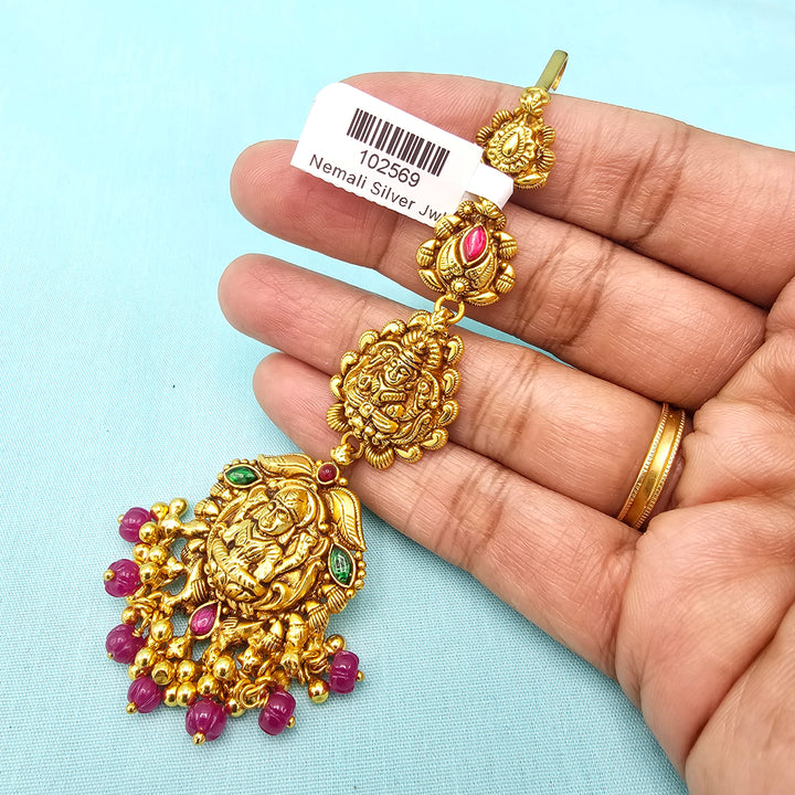 Silver Nakshi Maang tikka