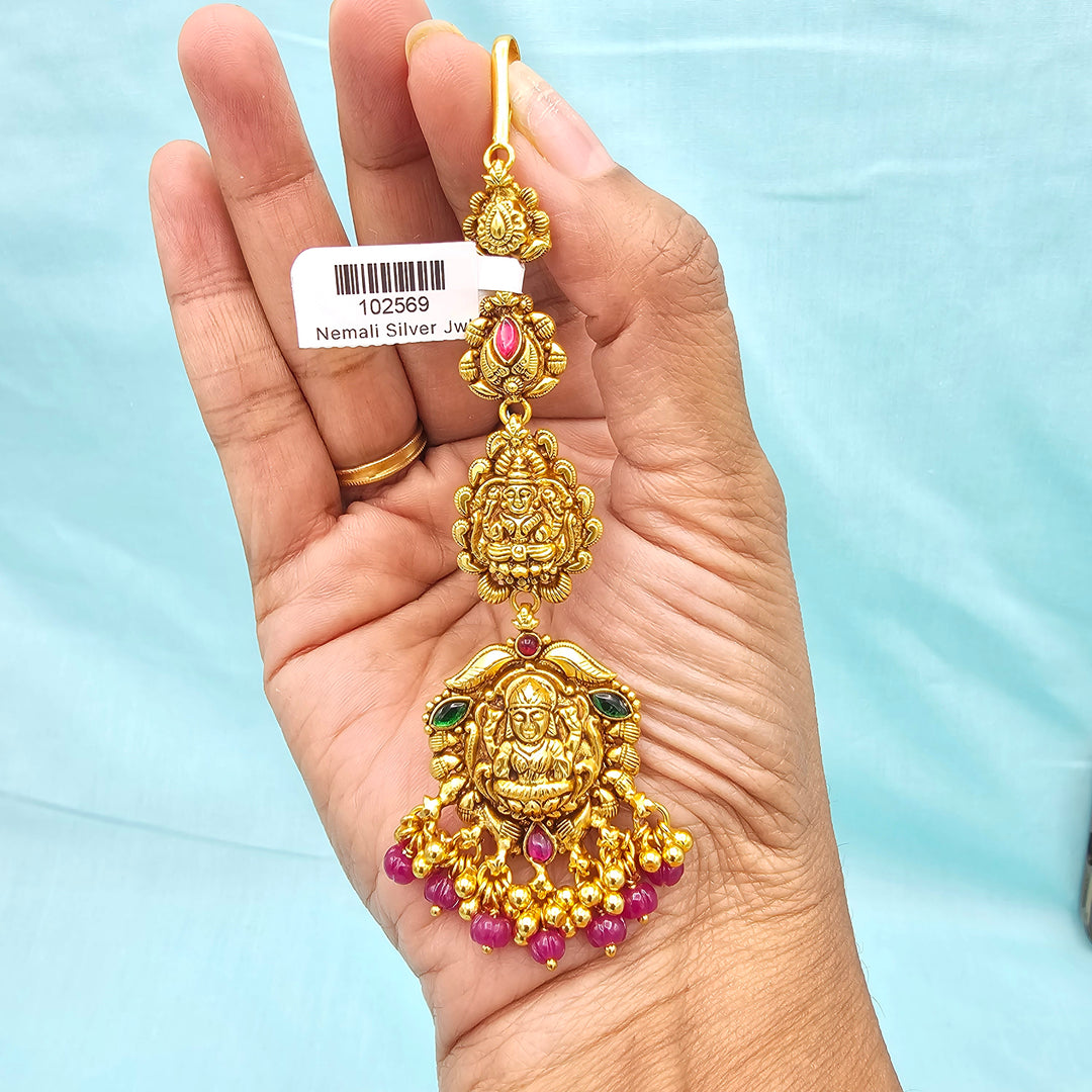 Silver Nakshi Maang tikka