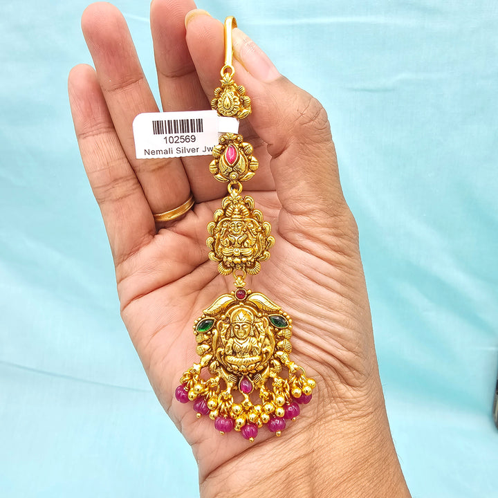 Silver Nakshi Maang tikka