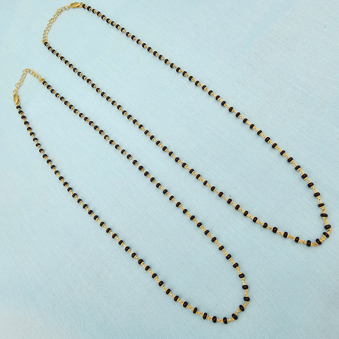 16-18" Black beads W/ Caps