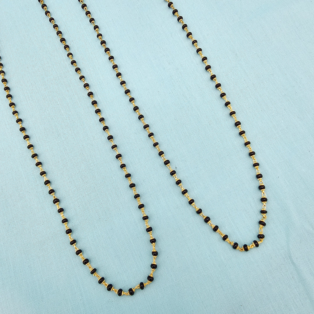 16-18" Black beads W/ Caps