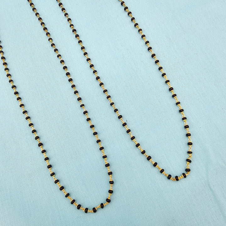16-18" Black beads W/ Caps