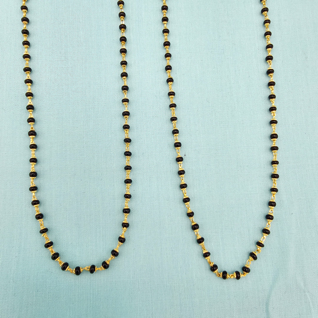 16-18" Black beads W/ Caps