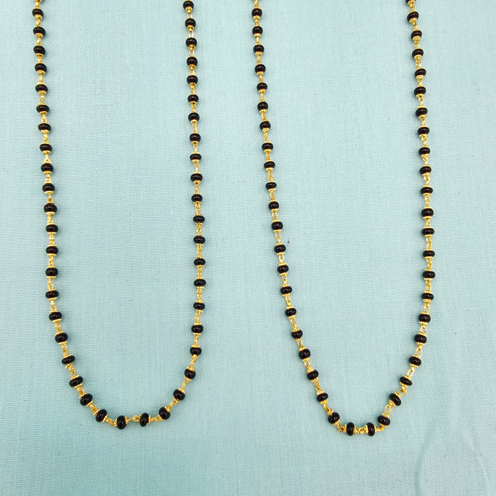 16-18" Black beads W/ Caps
