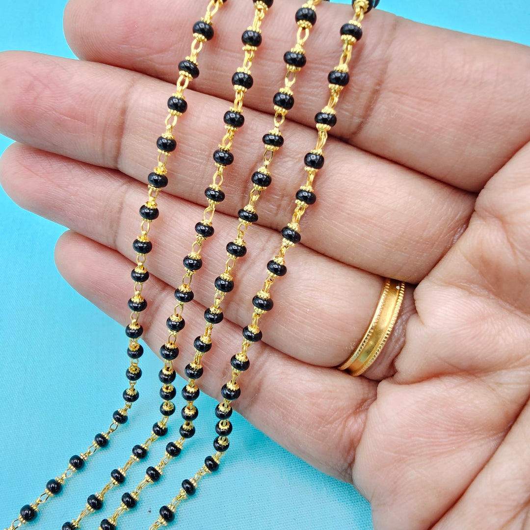 16-18" Black beads W/ Caps