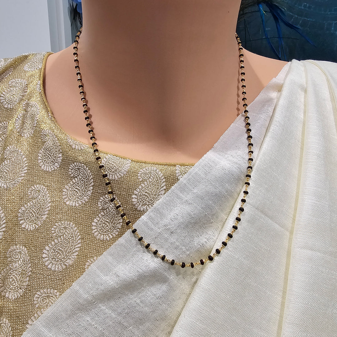 16-18" Black beads W/ Caps