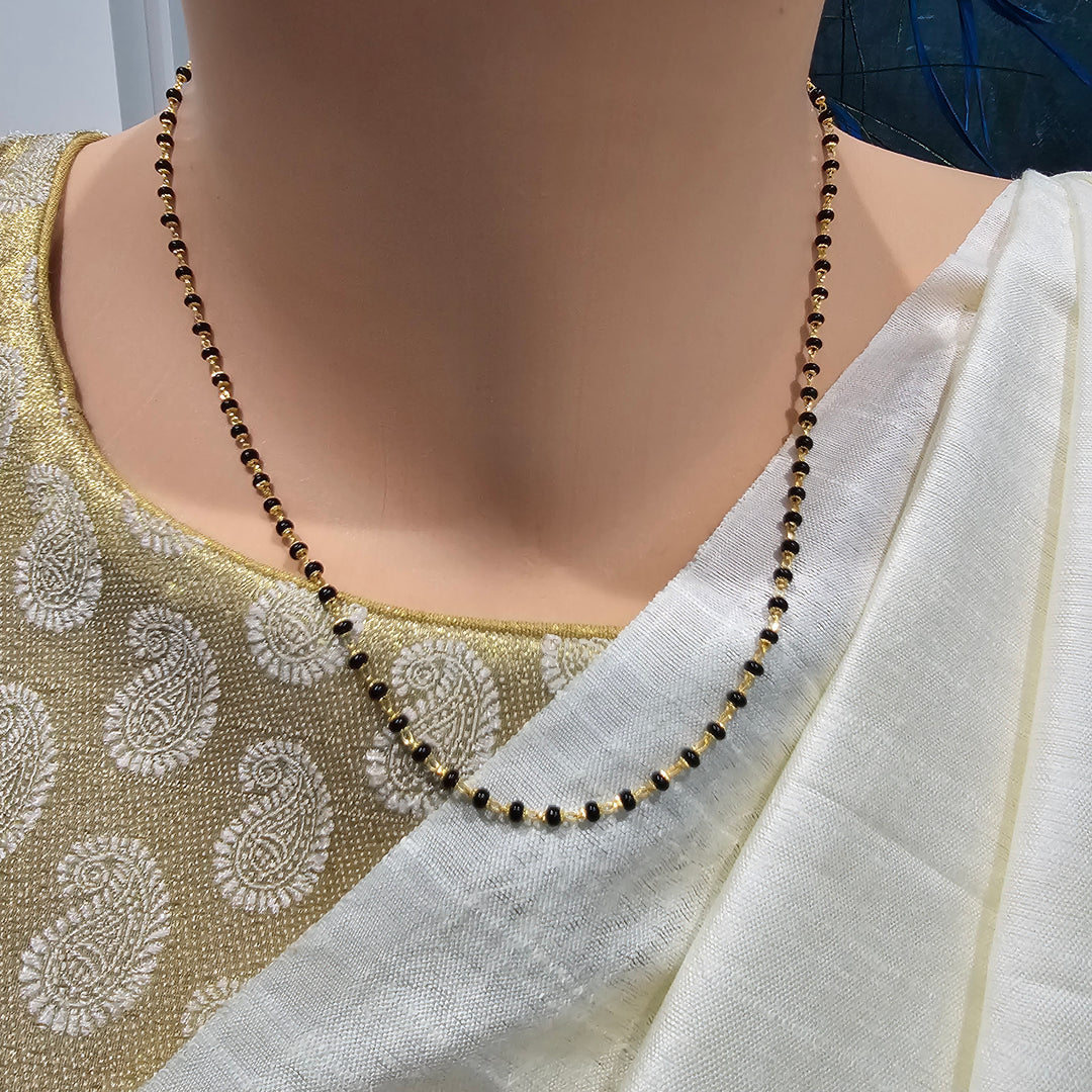 16-18" Black beads W/ Caps