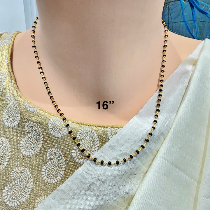 16-18" Black beads W/ Caps