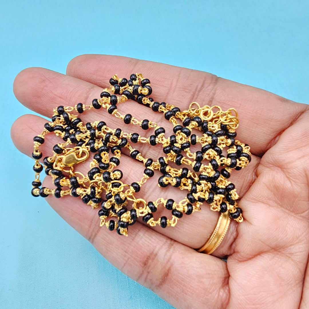 16-18" Black beads W/ Caps