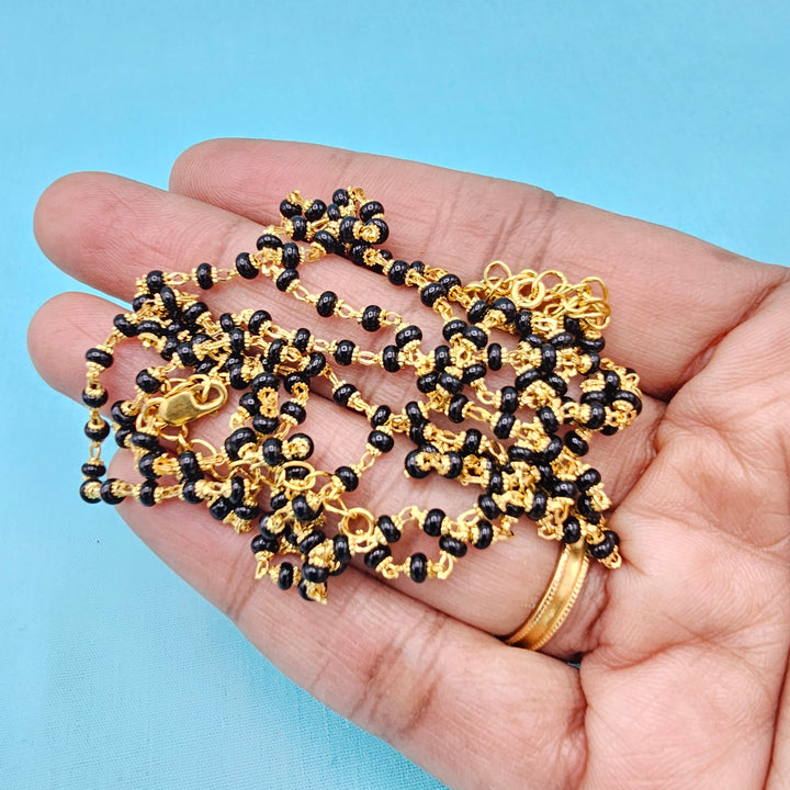 16-18" Black beads W/ Caps