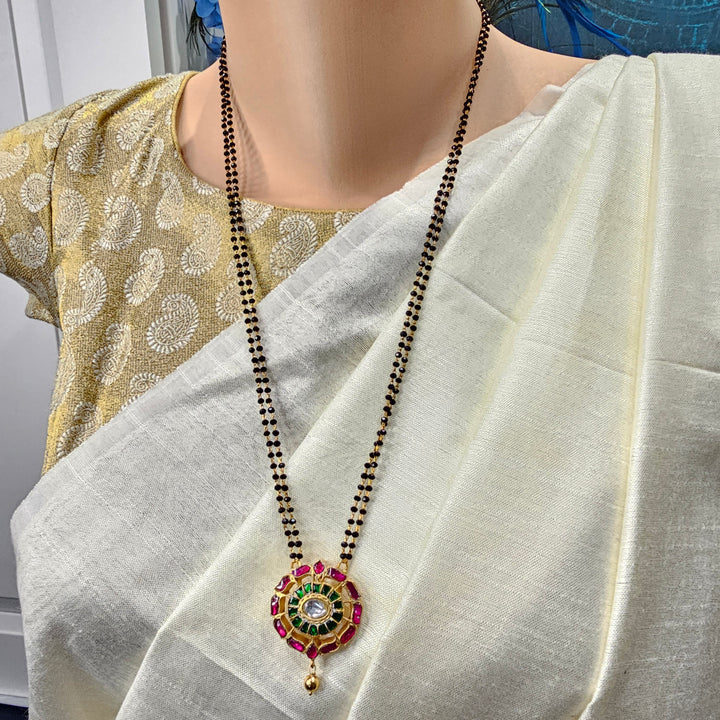 26" 2L Kundan Black beads