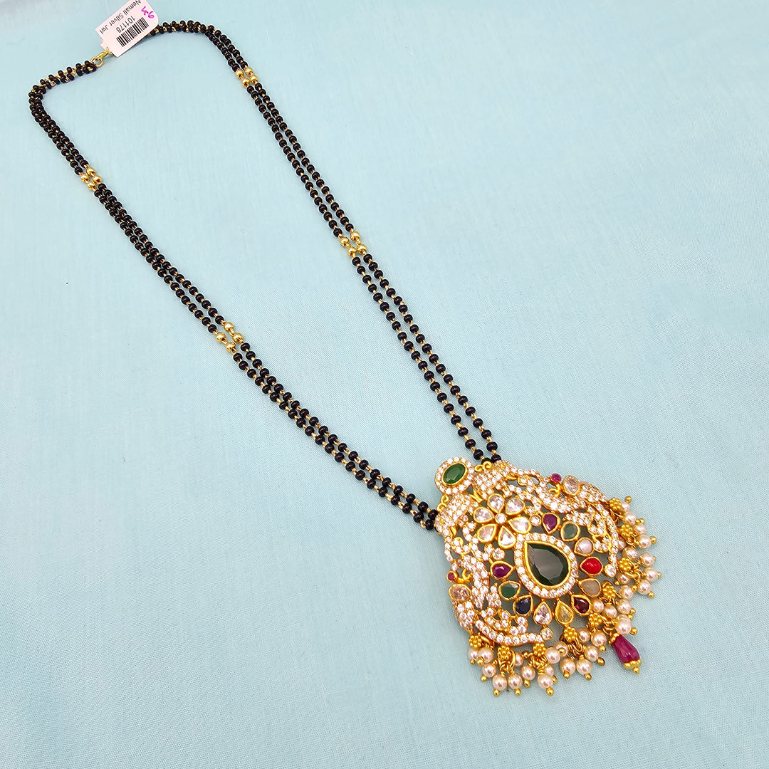 24" Navaratna black beads