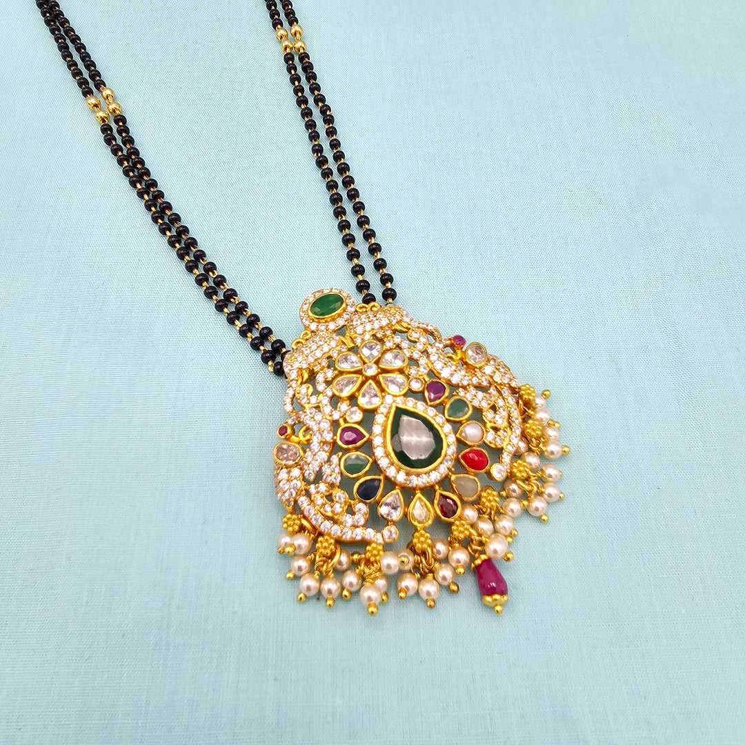 24" Navaratna black beads