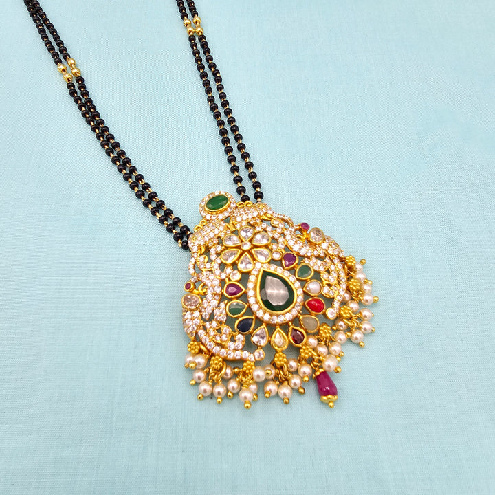 24" Navaratna black beads