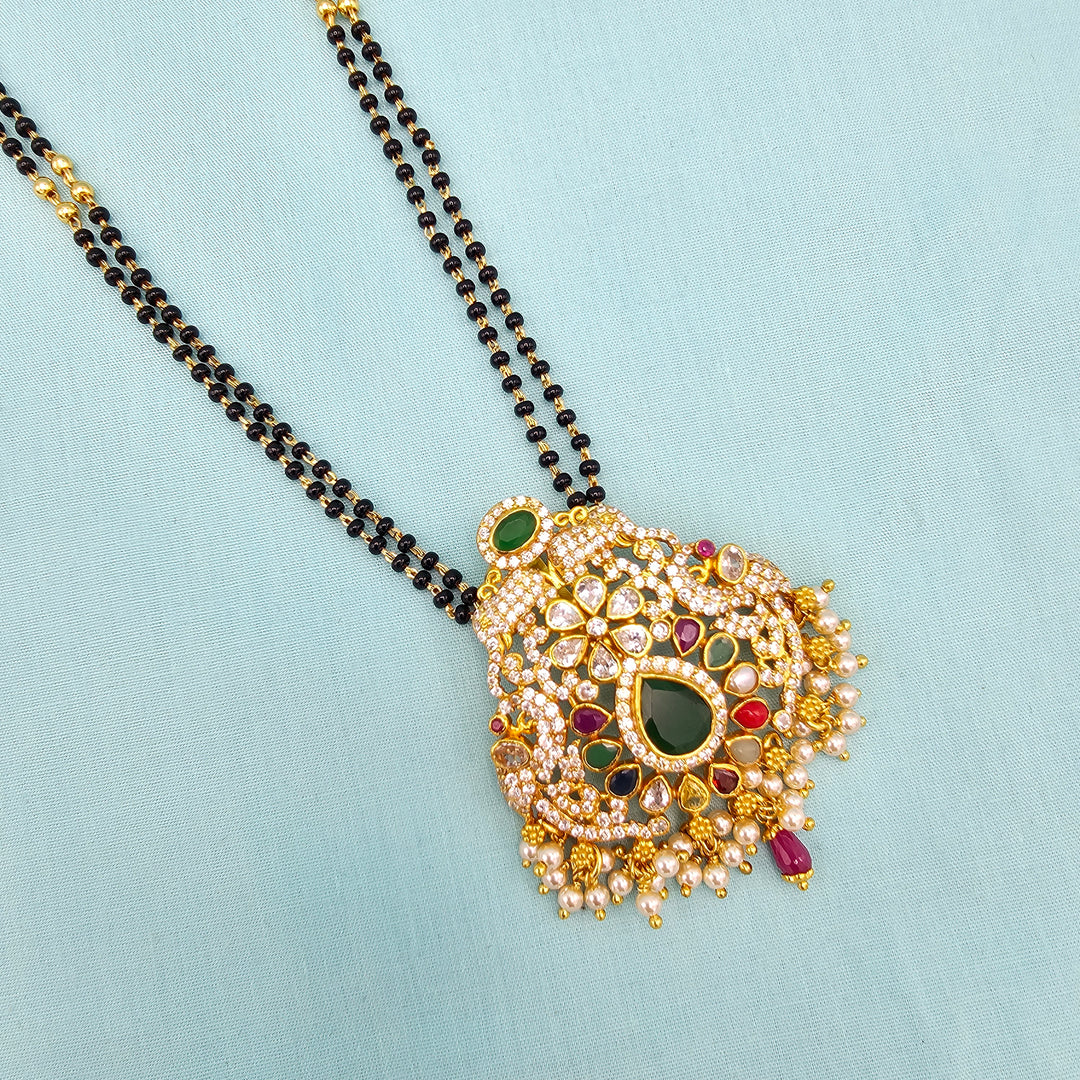 24" Navaratna black beads