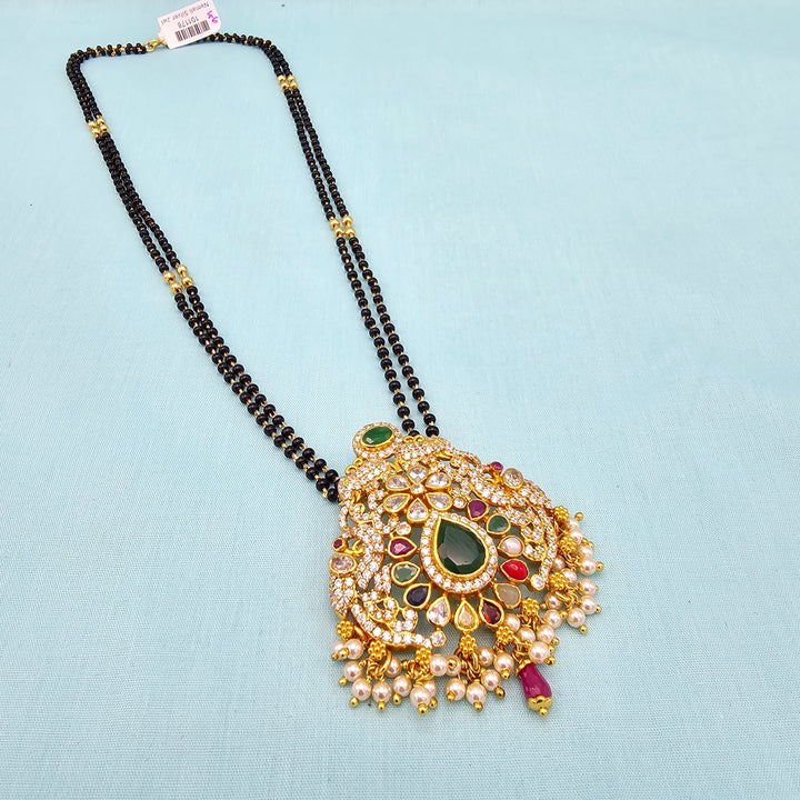 24" Navaratna black beads