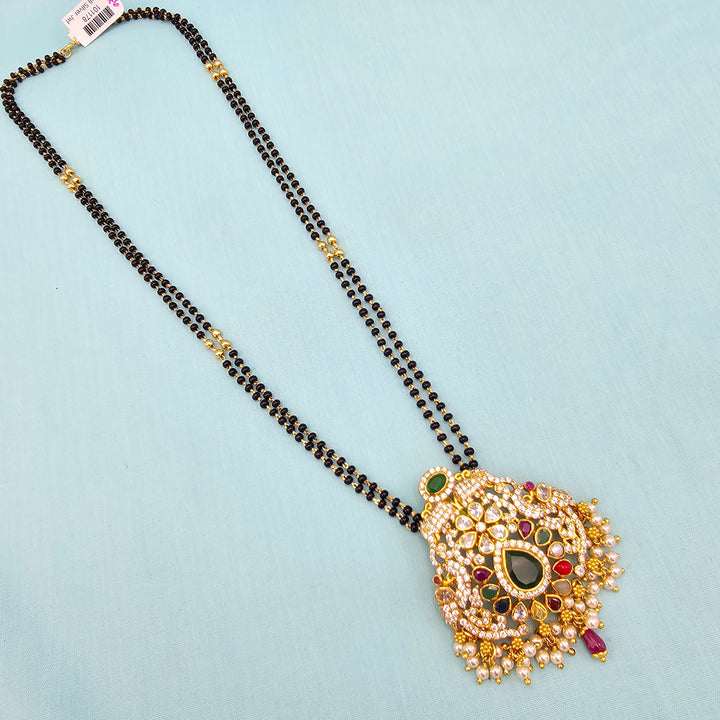 24" Navaratna black beads