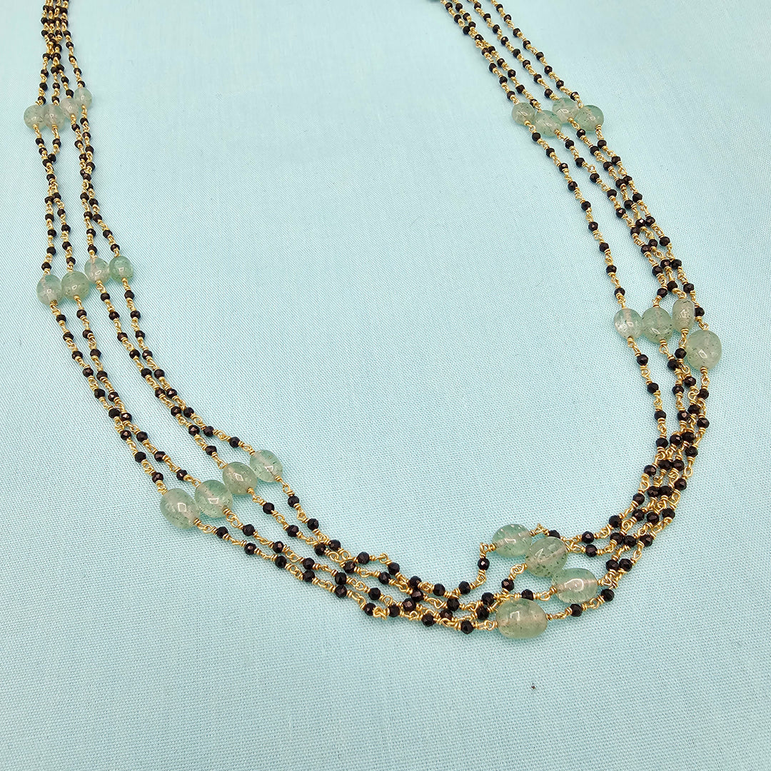 20"-4 strands Black beads