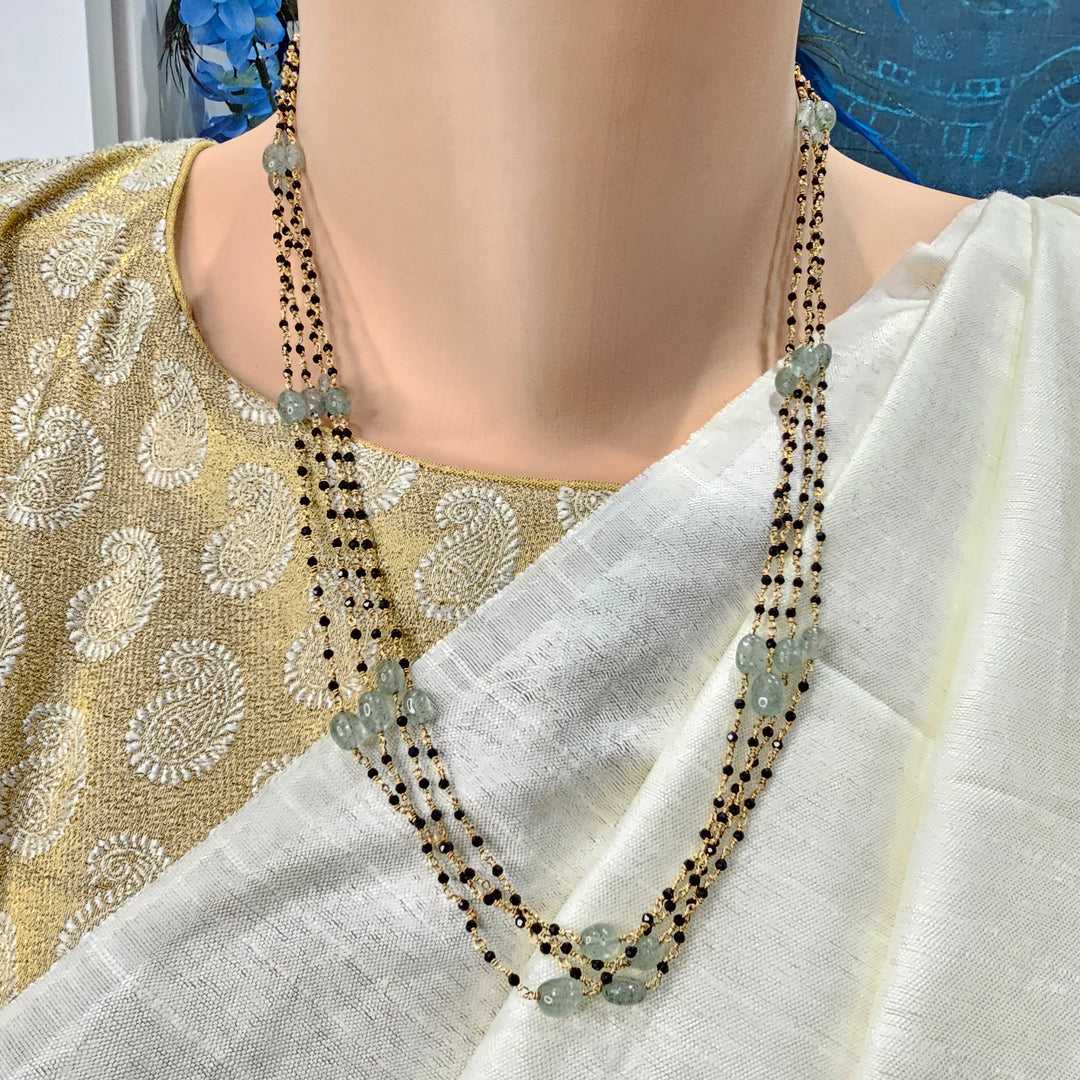 20"-4 strands Black beads