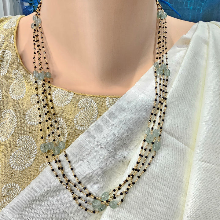 20"-4 strands Black beads