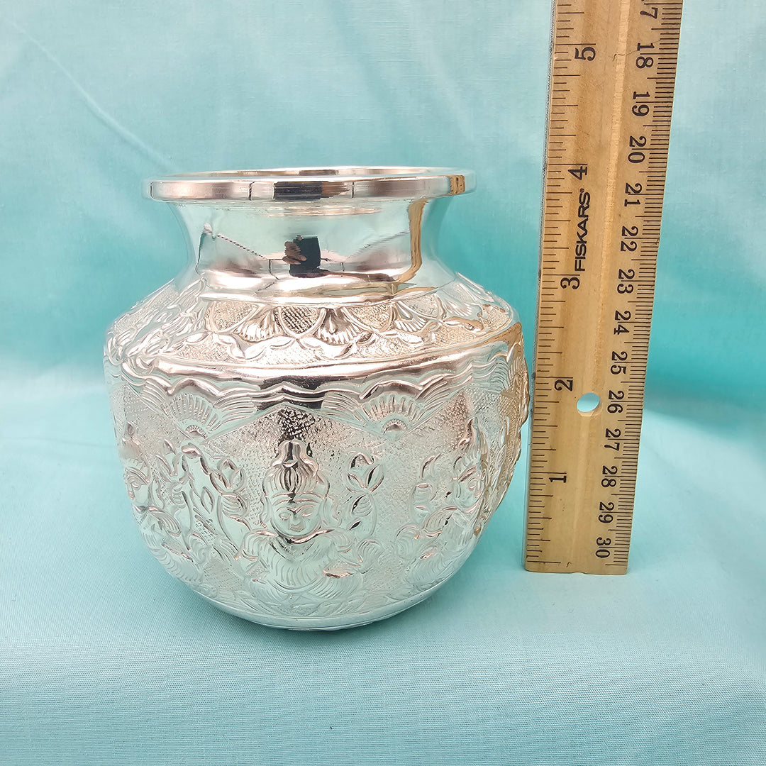 4" Silver Ashta laxmi Kalasam