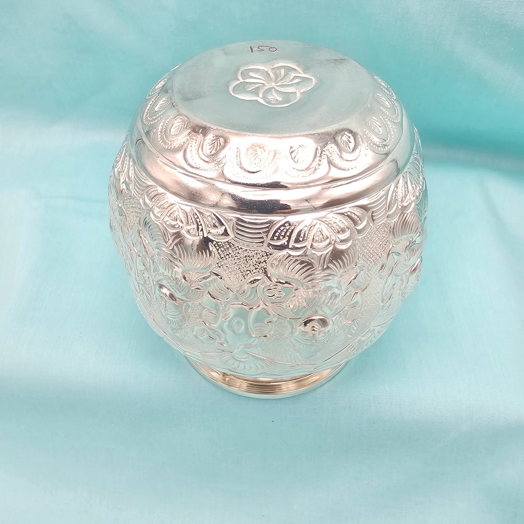 4" Silver Ashta laxmi Kalasam