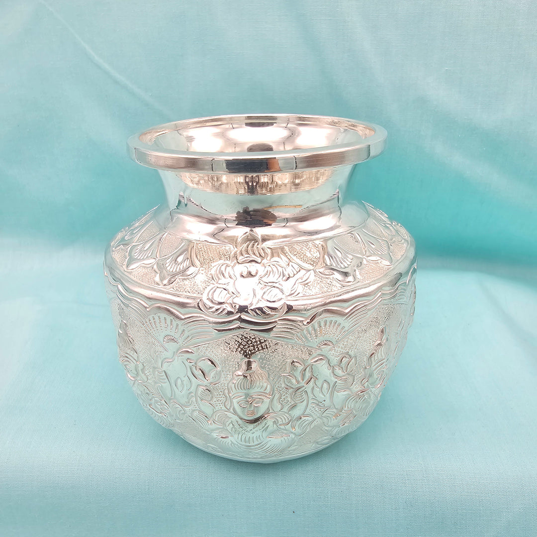 4" Silver Ashta laxmi Kalasam