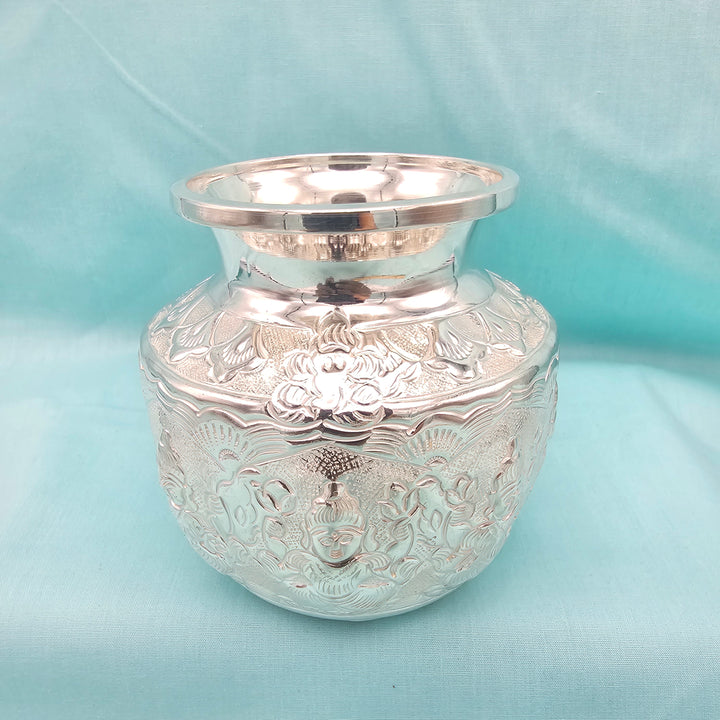 4" Silver Ashta laxmi Kalasam