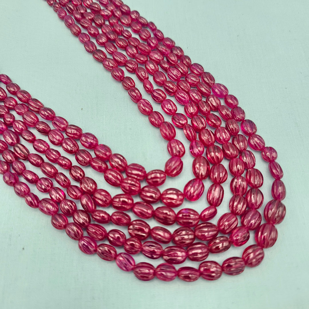 6L Ruby Oval Beads Necklace